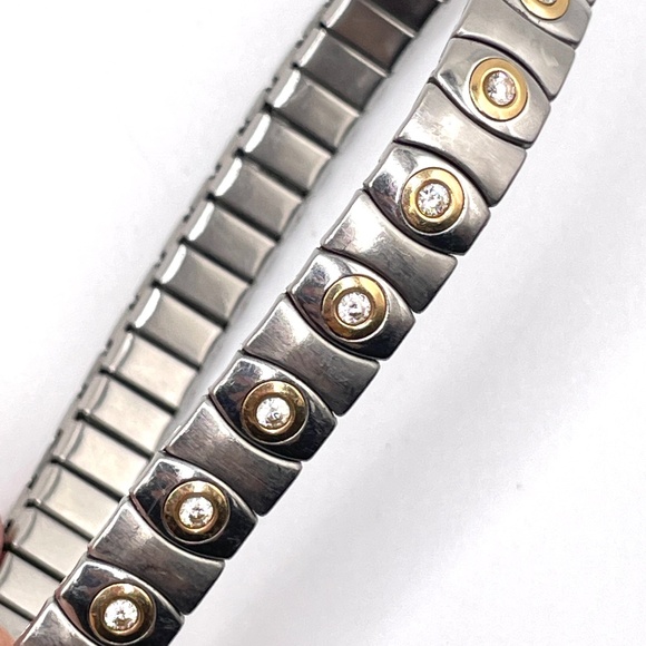 Vintager Speidel Stainless Steel 14KGP CZ Stretch Expansion Bracelet - Picture 3 of 7